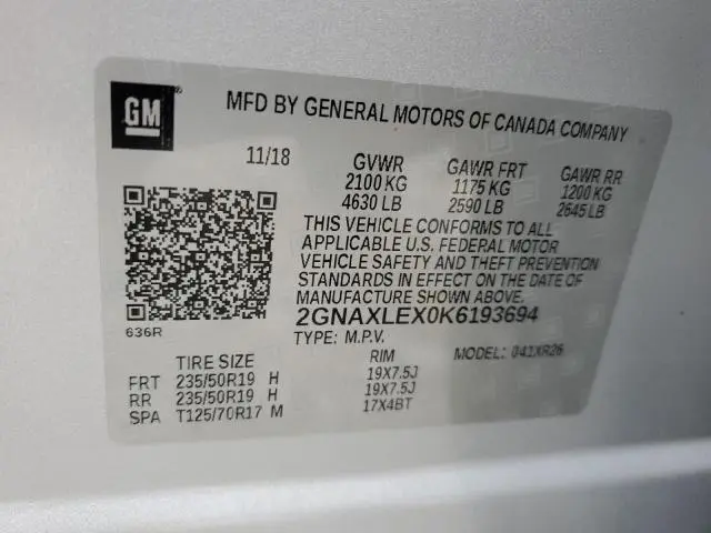 2019 CHEVROLET EQUINOX LT  