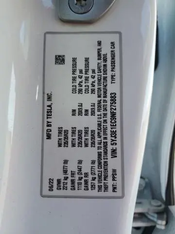 2022 TESLA MODEL 3   