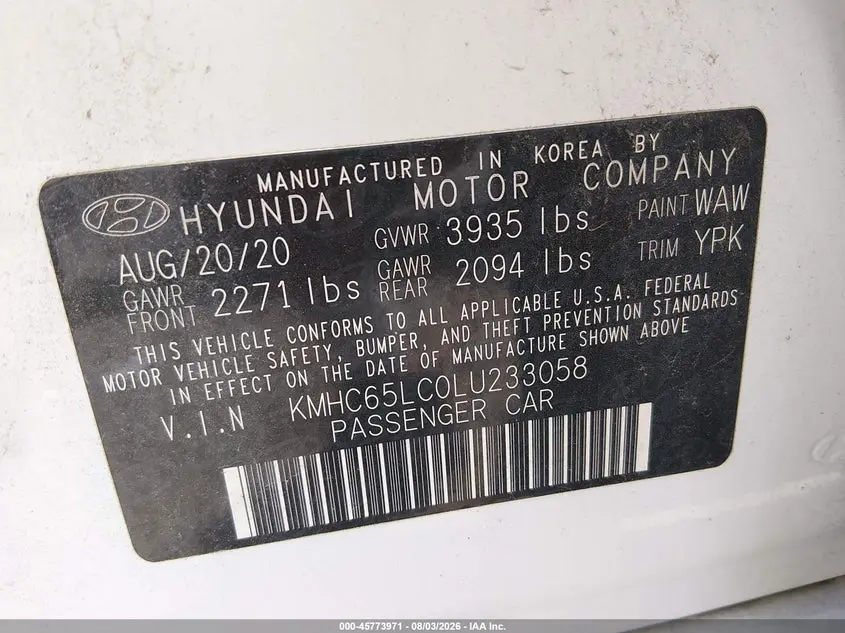2020 HYUNDAI IONIQ HYBRID BLUE