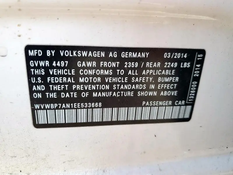 2014 VOLKSWAGEN CC SPORT  