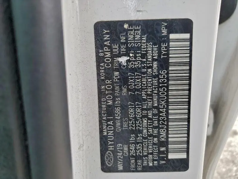 2019 HYUNDAI TUCSON SE  