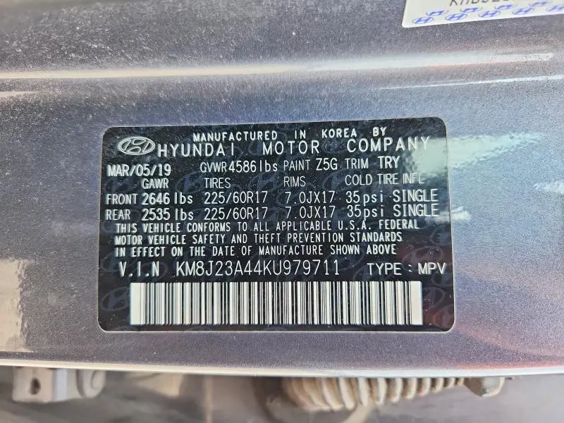 2019 HYUNDAI TUCSON SE  