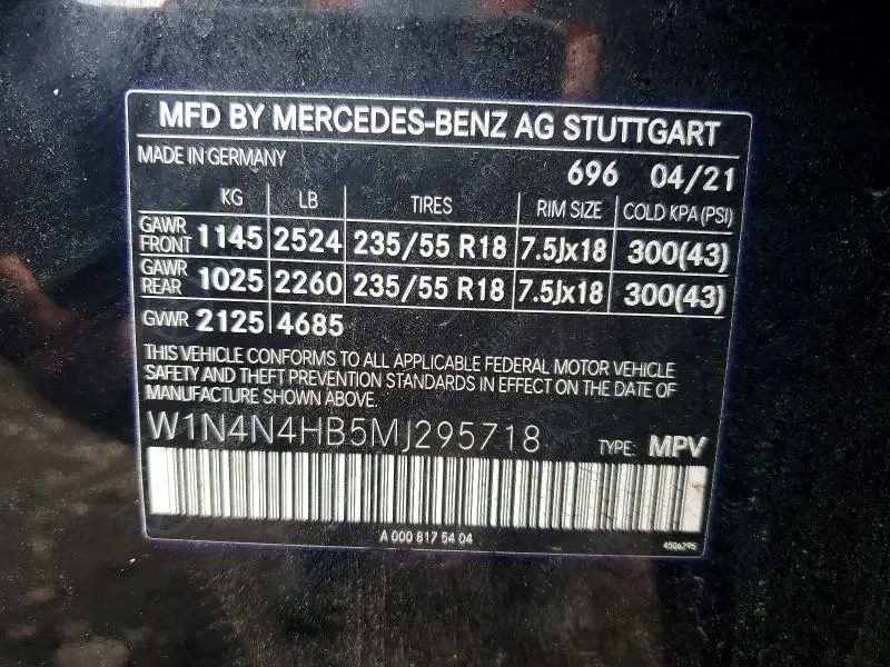 2021 MERCEDES-BENZ GLA 250 4MATIC  