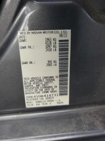 2022 NISSAN ALTIMA SR  