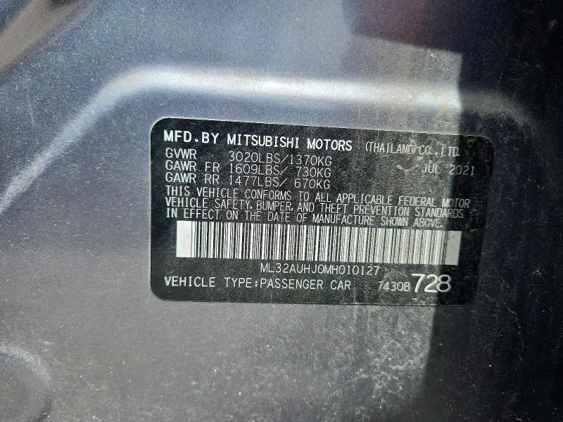 2021 MITSUBISHI MIRAGE ES  