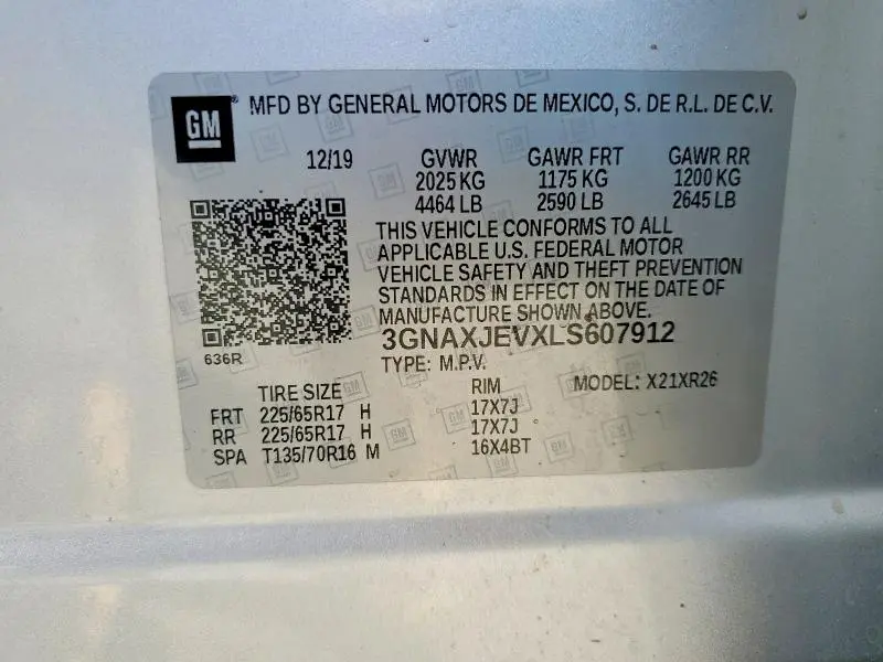 2020 CHEVROLET EQUINOX LT  