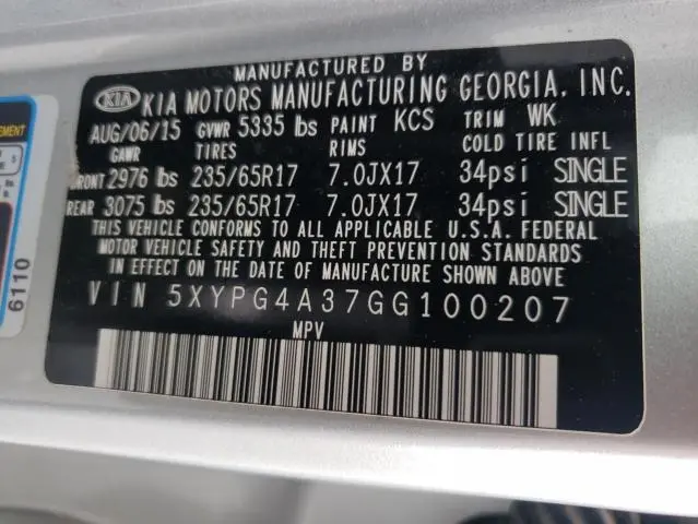 2016 KIA SORENTO LX  