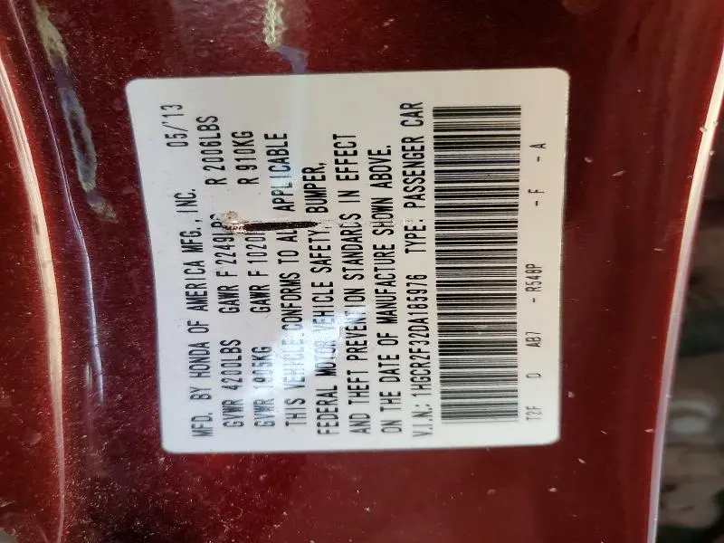 2013 HONDA ACCORD LX  