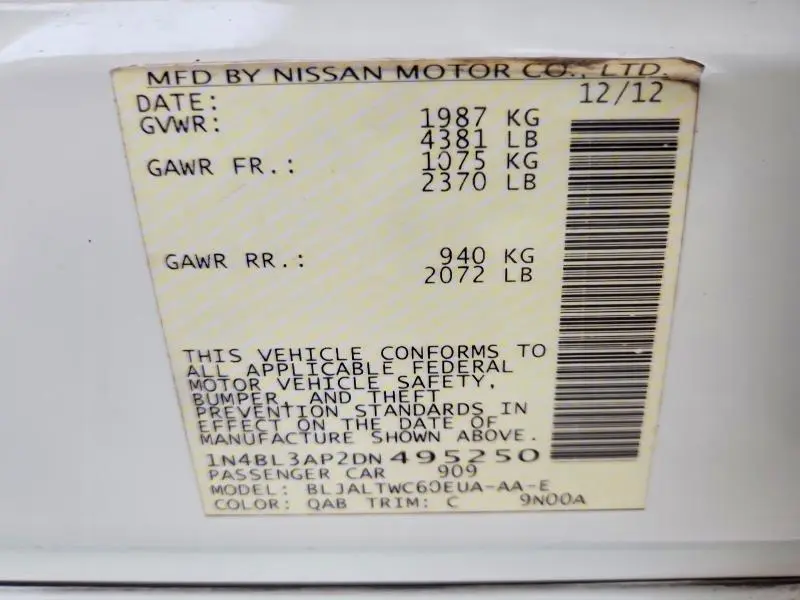 2013 NISSAN ALTIMA 3.5 S  