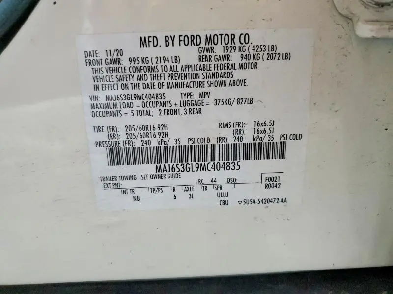 2021 FORD ECOSPORT SE  