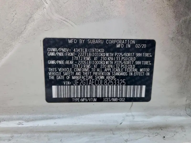 2020 SUBARU CROSSTREK PREMIUM  