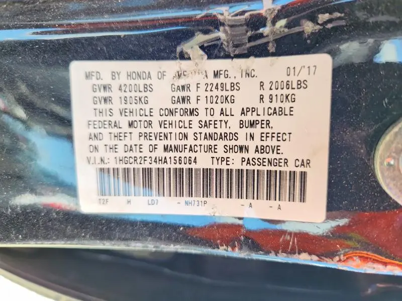 2017 HONDA ACCORD LX  