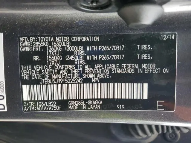 2015 TOYOTA 4RUNNER SR5/SR5 PREMIUM  