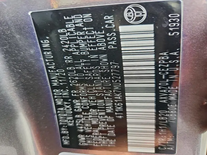 2021 TOYOTA CAMRY XSE  