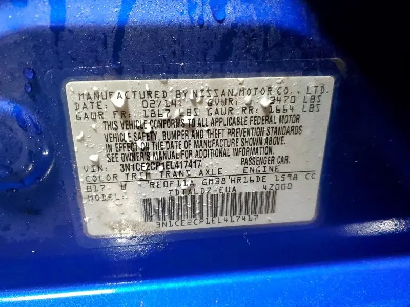 2014 NISSAN VERSA NOTE S  