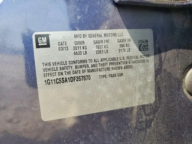 2013 CHEVROLET MALIBU 1LT  