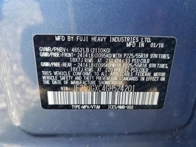 2016 SUBARU FORESTER 2.0XT TOURING  