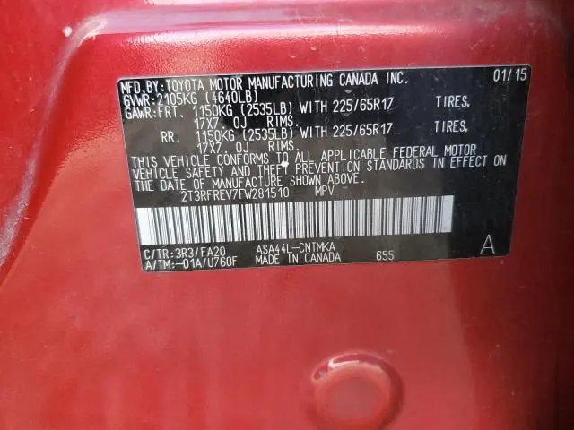 2015 TOYOTA RAV4 XLE  