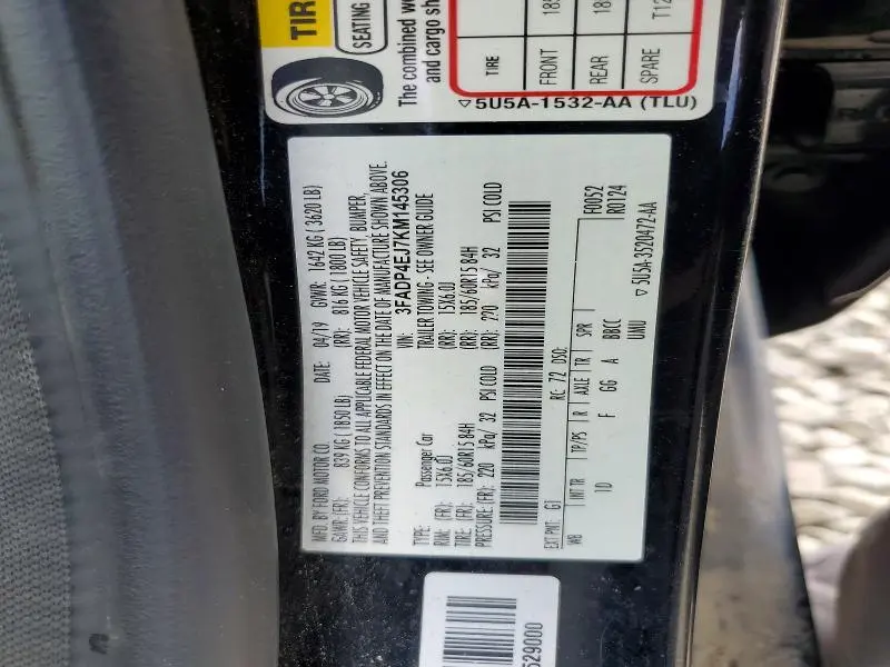 2019 FORD FIESTA SE  