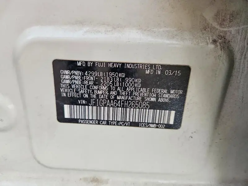 2015 SUBARU IMPREZA   