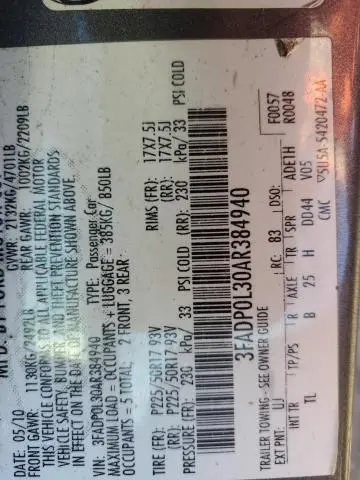 2010 FORD FUSION HYBRID  