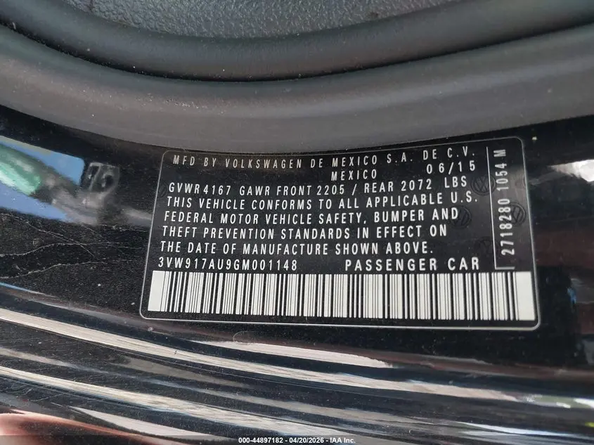 2016 VOLKSWAGEN GOLF TSI S 2-DOOR