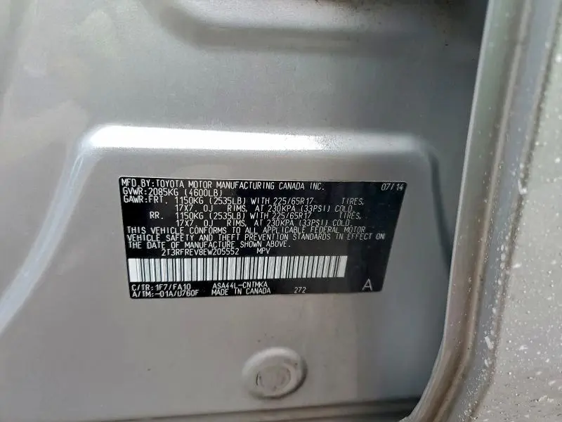 2014 TOYOTA RAV4 XLE  