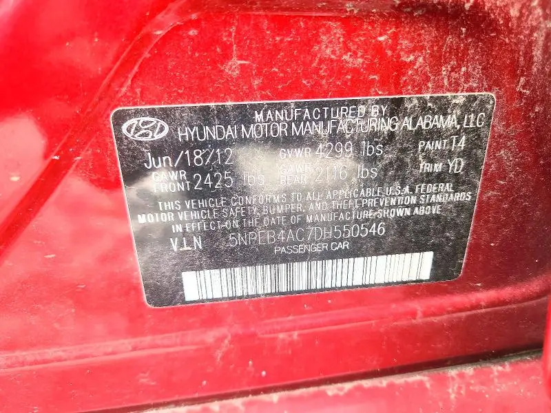 2013 HYUNDAI SONATA GLS  