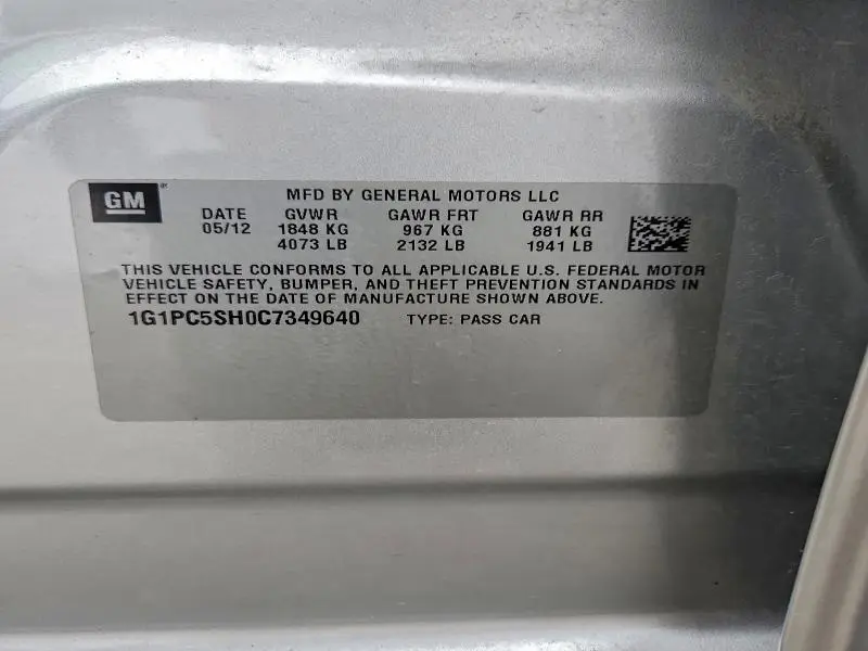 2012 CHEVROLET CRUZE LS  