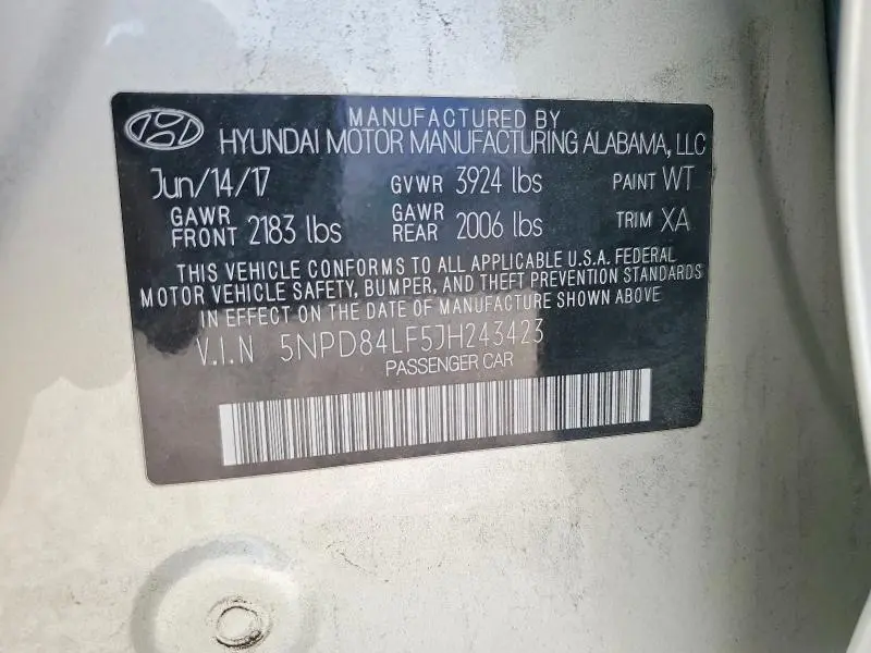 2018 HYUNDAI ELANTRA SEL  