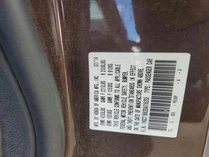 2014 HONDA ACCORD   