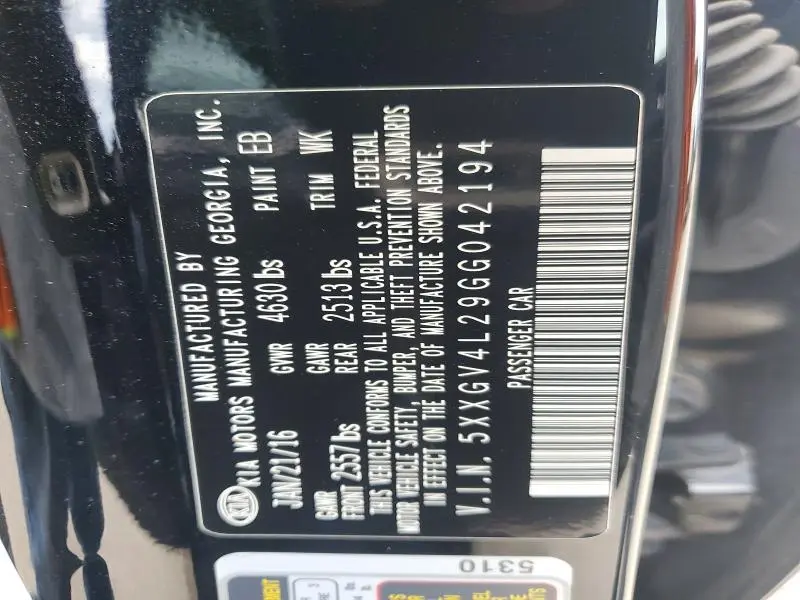 2016 KIA OPTIMA SXL  