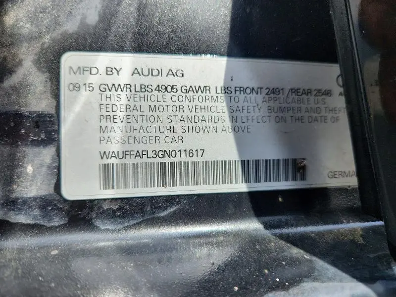 2016 AUDI A4 PREMIUM PLUS S-LINE  