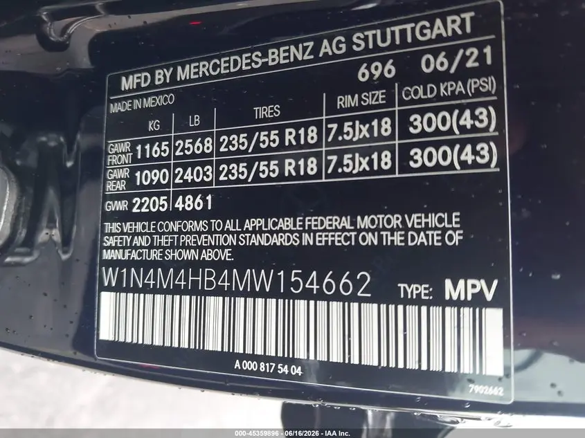 2021 MERCEDES-BENZ GLB 250 4MATIC