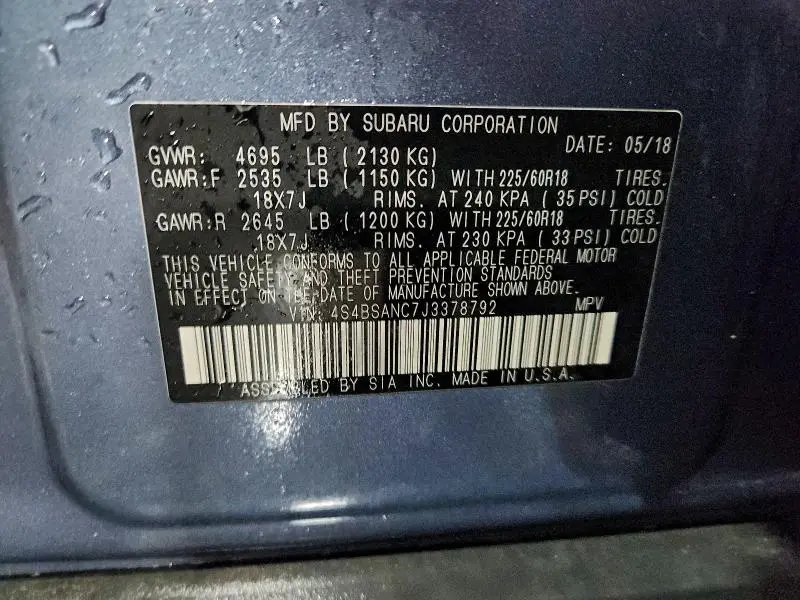 2018 SUBARU OUTBACK 2.5I LIMITED  