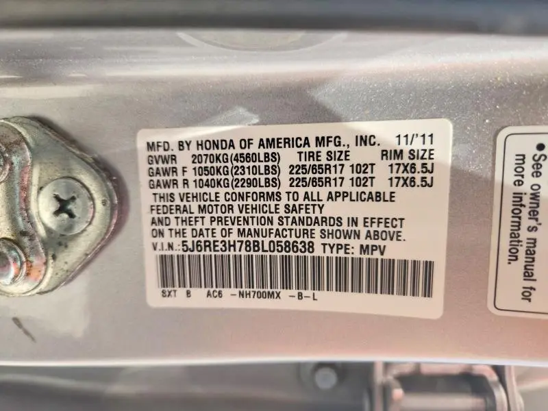 2011 HONDA CR-V EXL  