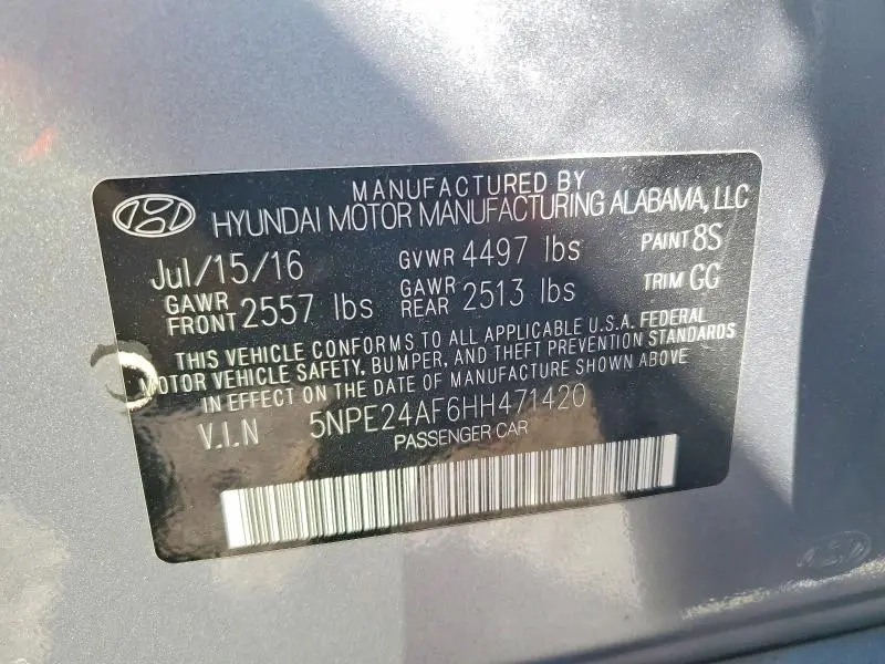 2017 HYUNDAI SONATA SE  