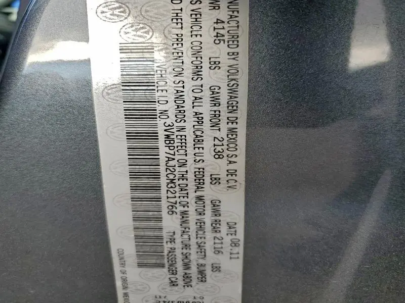 2012 VOLKSWAGEN JETTA SE  