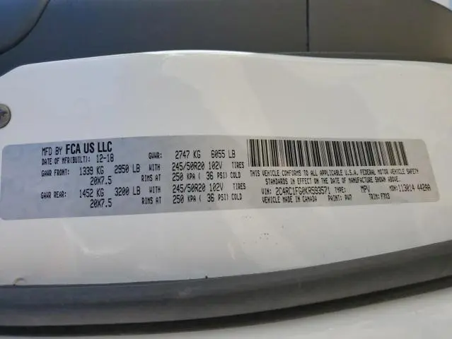 2019 CHRYSLER PACIFICA TOURING PLUS  