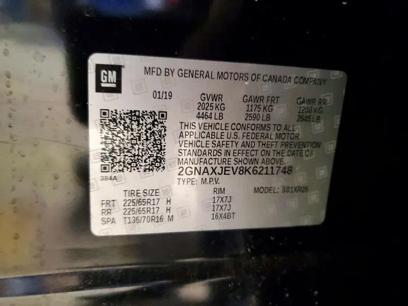 2019 CHEVROLET EQUINOX LT  