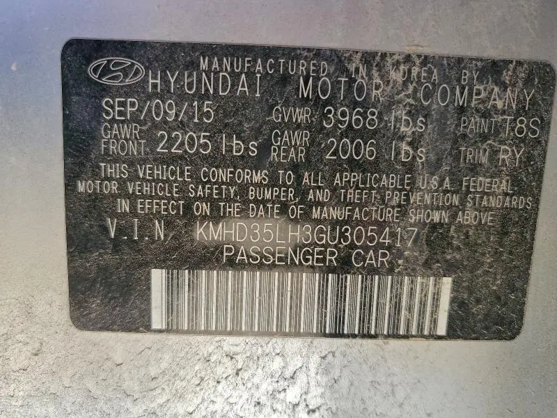 2016 HYUNDAI ELANTRA GT   