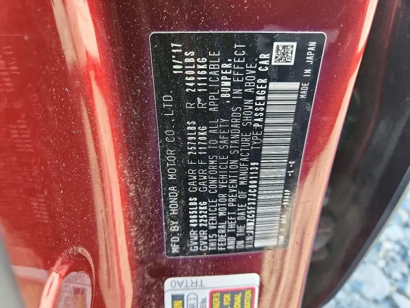 2018 HONDA CLARITY TOURING  