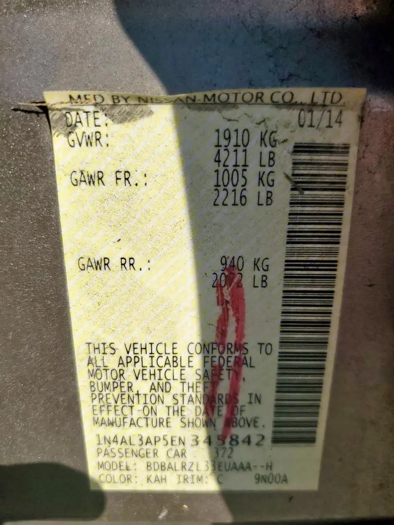 2014 NISSAN ALTIMA 2.5  