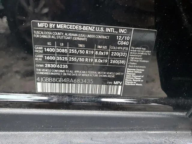 2011 MERCEDES-BENZ ML 350 4MATIC  