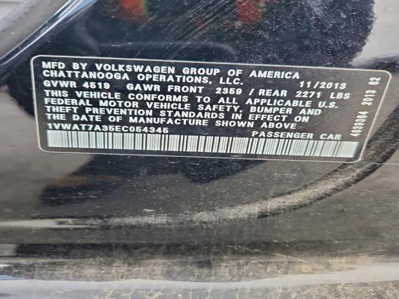 2014 VOLKSWAGEN PASSAT S  