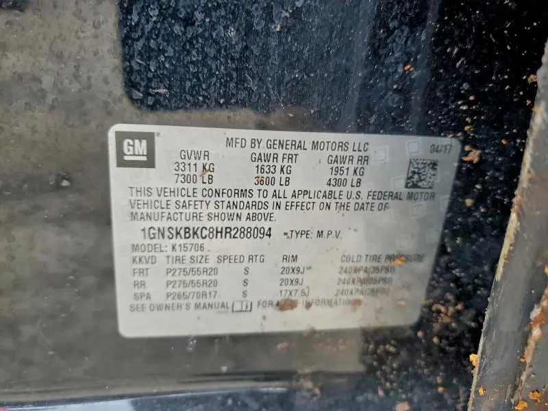 2017 CHEVROLET TAHOE K1500 LT  