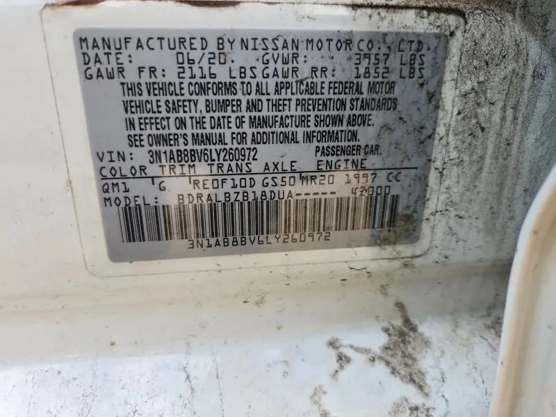 2020 NISSAN SENTRA S  