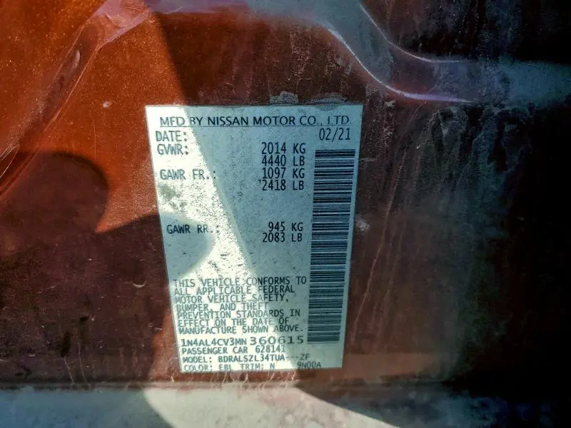 2021 NISSAN ALTIMA SR  