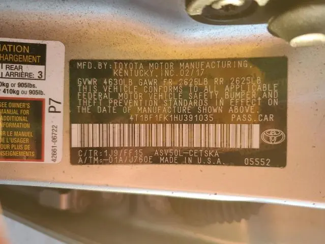 2017 TOYOTA CAMRY LE  