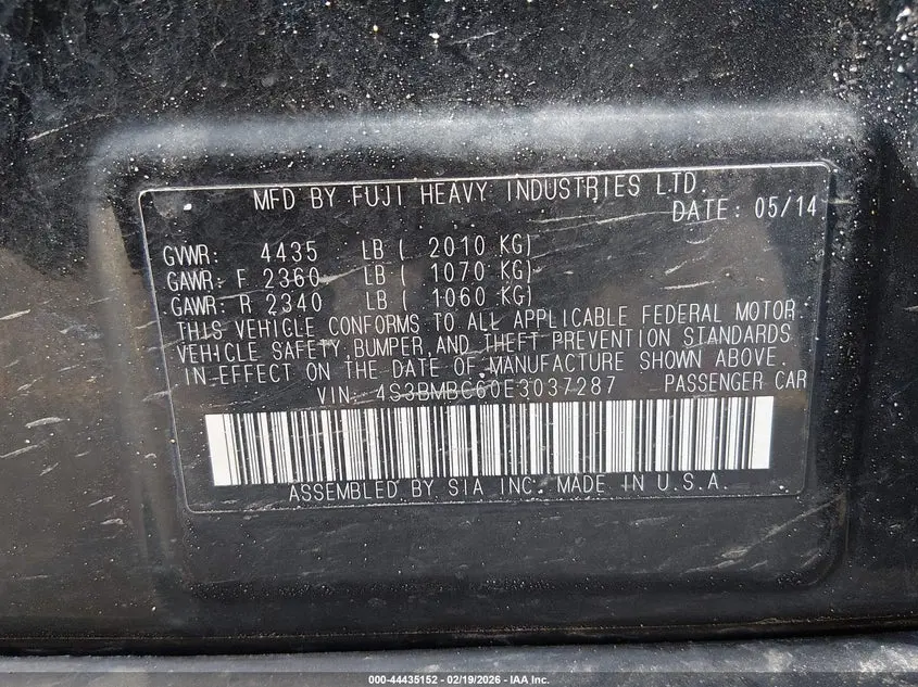 2014 SUBARU LEGACY 2.5I PREMIUM